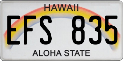 HI license plate EFS835