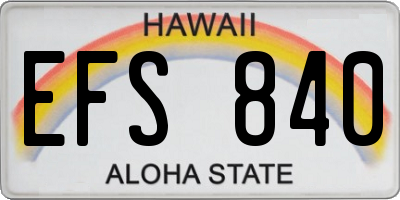 HI license plate EFS840