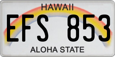 HI license plate EFS853