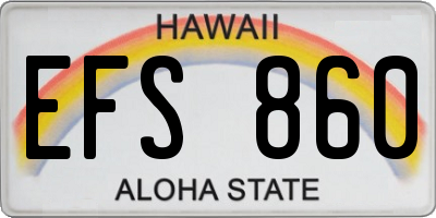 HI license plate EFS860