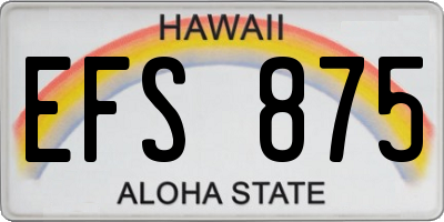 HI license plate EFS875