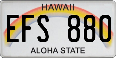 HI license plate EFS880