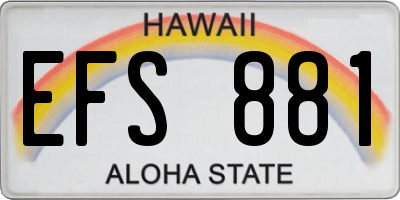 HI license plate EFS881