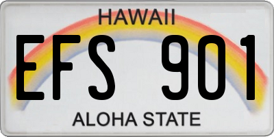 HI license plate EFS901
