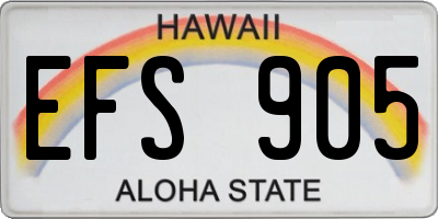 HI license plate EFS905