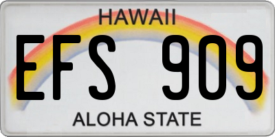 HI license plate EFS909