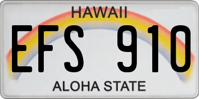 HI license plate EFS910