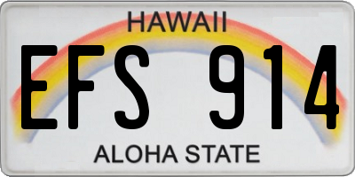 HI license plate EFS914