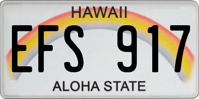 HI license plate EFS917