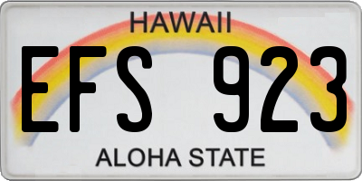 HI license plate EFS923