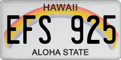 HI license plate EFS925