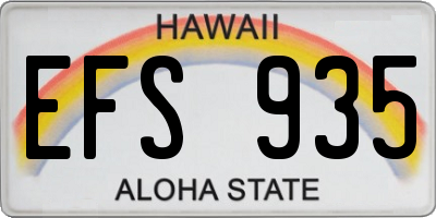 HI license plate EFS935