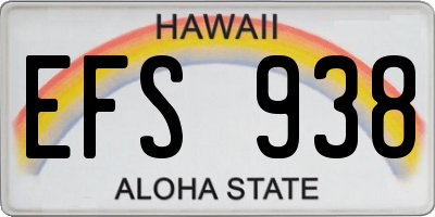 HI license plate EFS938