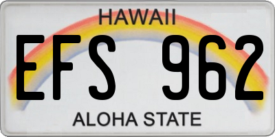HI license plate EFS962