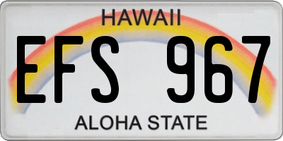 HI license plate EFS967
