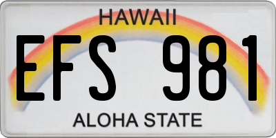 HI license plate EFS981