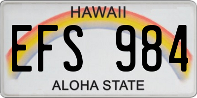 HI license plate EFS984