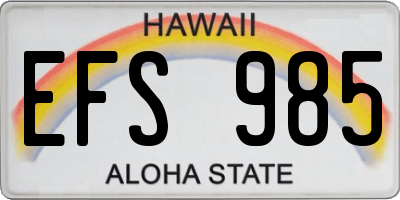 HI license plate EFS985