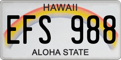 HI license plate EFS988