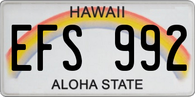 HI license plate EFS992