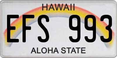 HI license plate EFS993