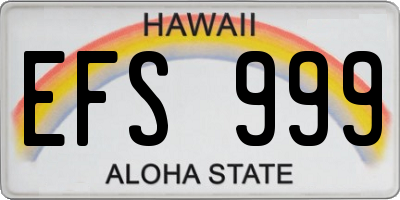 HI license plate EFS999