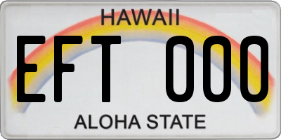 HI license plate EFT000