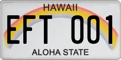 HI license plate EFT001