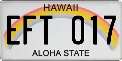 HI license plate EFT017