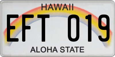 HI license plate EFT019