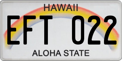 HI license plate EFT022