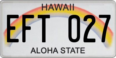 HI license plate EFT027