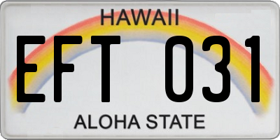 HI license plate EFT031