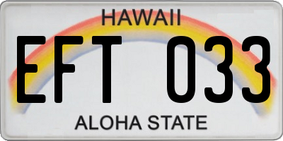 HI license plate EFT033