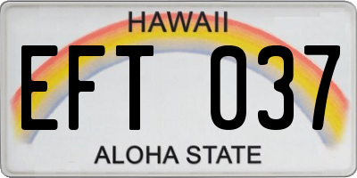 HI license plate EFT037
