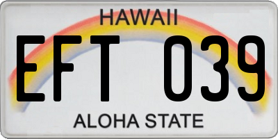 HI license plate EFT039