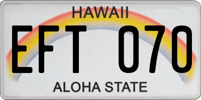 HI license plate EFT070