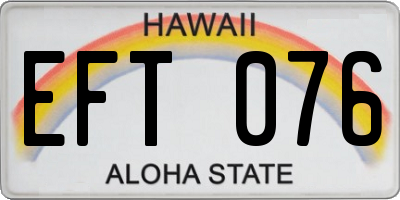 HI license plate EFT076