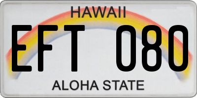 HI license plate EFT080