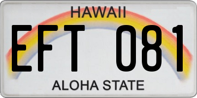 HI license plate EFT081