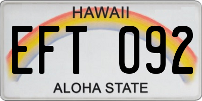 HI license plate EFT092