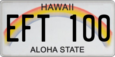 HI license plate EFT100