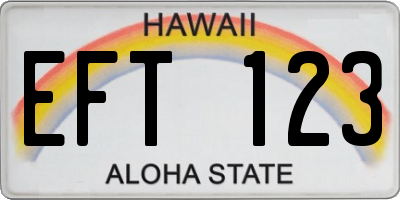 HI license plate EFT123