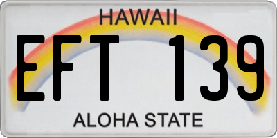 HI license plate EFT139