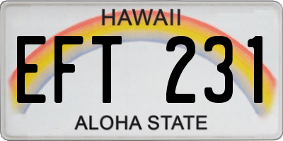 HI license plate EFT231