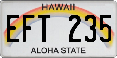 HI license plate EFT235