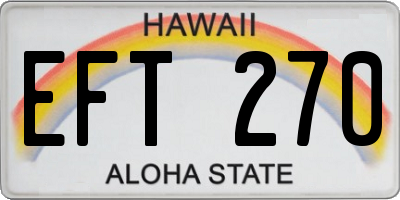 HI license plate EFT270