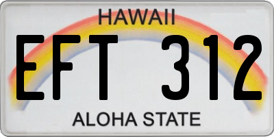 HI license plate EFT312