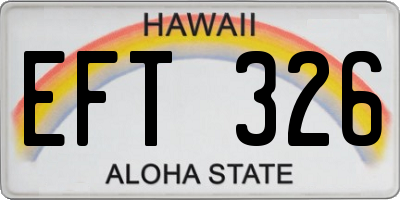 HI license plate EFT326