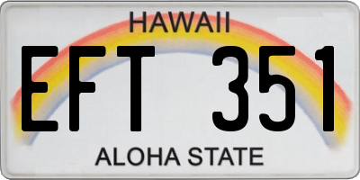 HI license plate EFT351